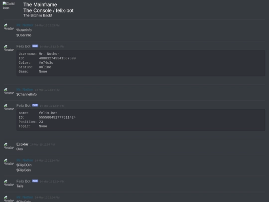 The Mainframe - The Console - felix-bot [555588451777511424] screenshot